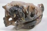 Carved, Amethyst Crystal Geode Dinosaur Skull - Roar! #199471-5